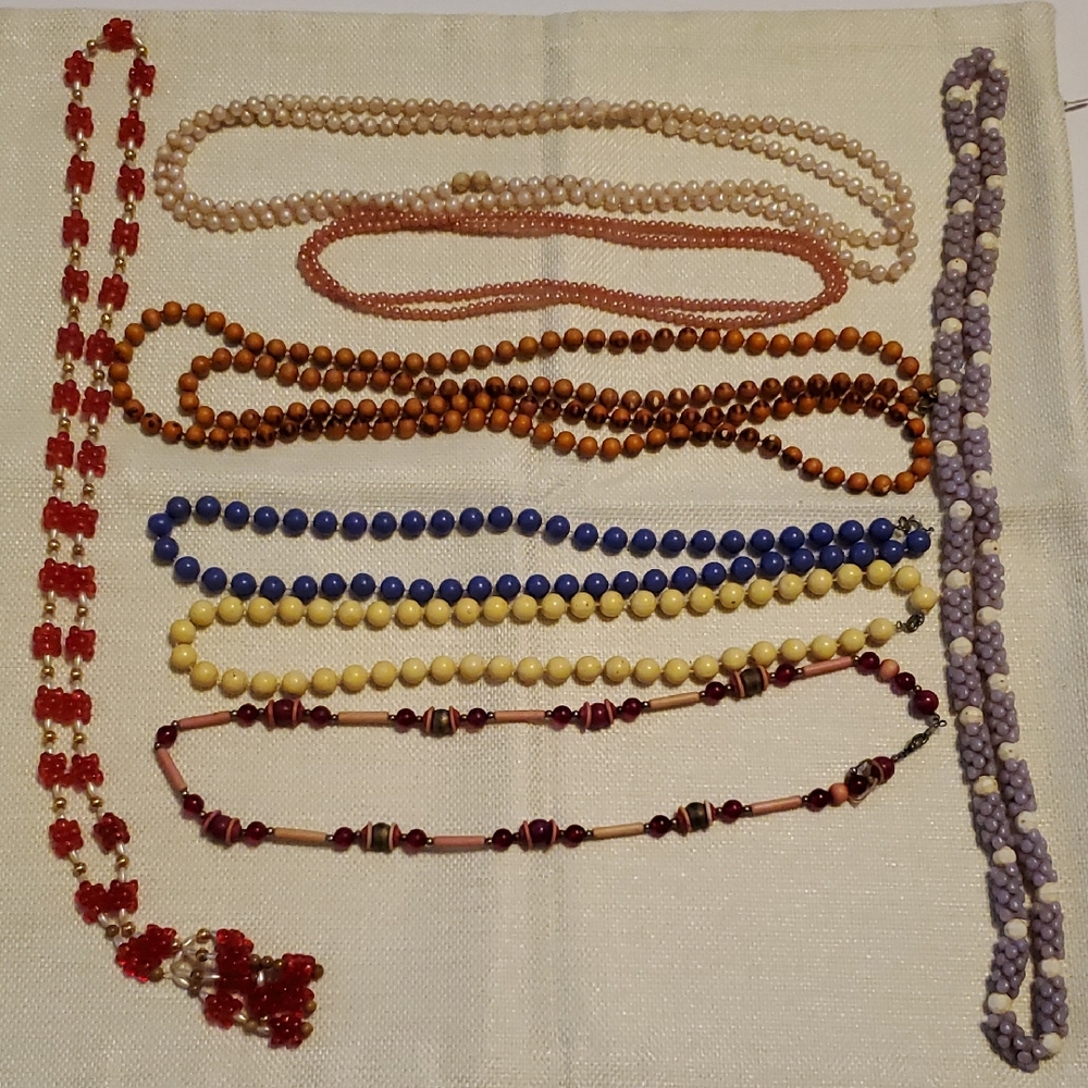 Multi-Color Beaded Necklace Lot Of 7